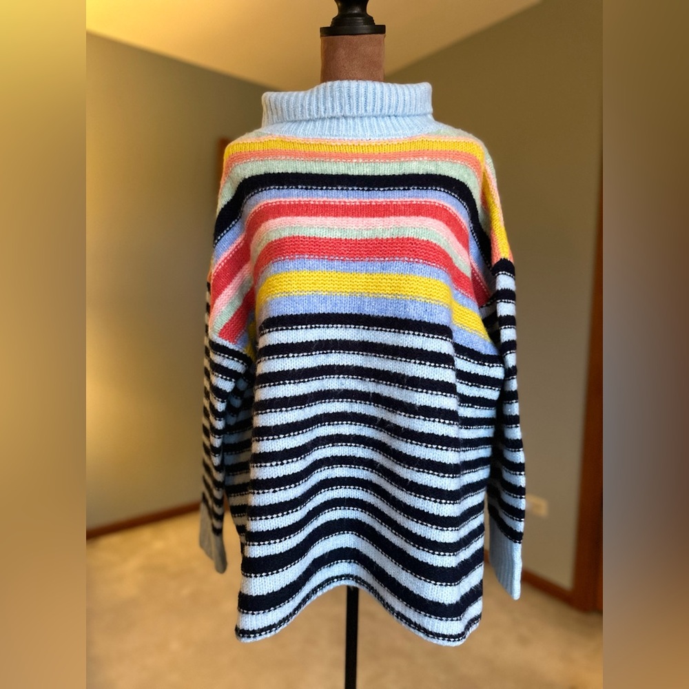 MERSEA Seahappy rainbow Striped colorful Multicolor Women's mock neck Sweater